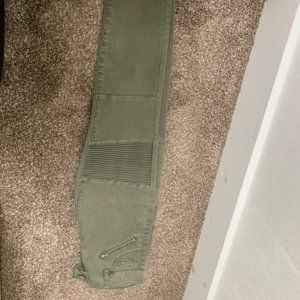 Harper Olive Green skinny Jeans with ripped thighs